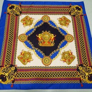 Art of the Scarf Tie Rack Vintage Scarf Clocks/Cherubs Made in Italy 31x31
